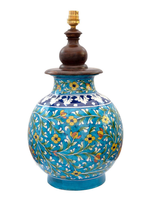 Blue pottery Matka Table Lamp (Without Shade)